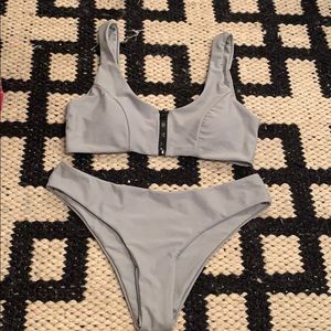 Grey zipper bikini
